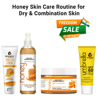 Honey Skin Care Routine for Dry & Combination Skin – Facewash, Toner, Gel Moisturizer, SPF 60 For Hydrate, Minimize Pores, Strengthen Barrier & Protect