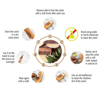 Handmade Neem Wooden Comb for Women Detangling, Anti-Static, Frizz Control, Hair Growth, Suitable for All Hair Types Dual Tooth & Large Size Wide Tooth with Handles Combo - Keya Seth Aromatherapy