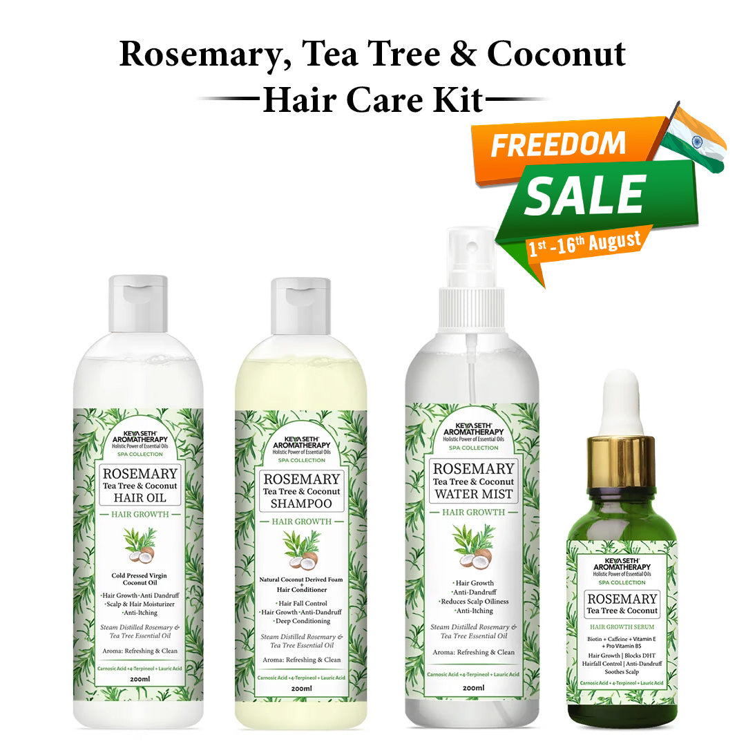 Rosemary Hair Growth Treatment Kit for Dry Hair- Rosemary Hair Serum, Hair Oil, Shampoo, Water Mist to Reduce Itching, Oiliness, Flakes & Hair Fall