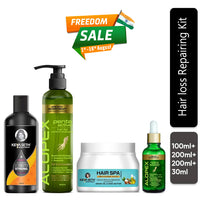 Hair Loss Repair Kit: Rosemary & Tea Tree Oil, Biotin & Pro-Vitamin B5 Shampoo, Jojoba & Lavender Hair Spa, and Korean Red Ginseng Serum for Hair Growth & Strength