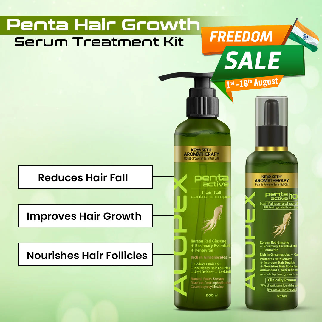 Alopex Penta Hair Growth Serum Treatment Kit – Shampoo & Solution with Korean Red Ginseng, Rosemary & Pentavitin for Hair Fall Control & Scalp Nourishment