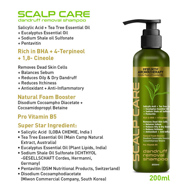 Dandruff Repair Kit: Shampoo, Hair Spa & Serum with Salicylic Acid, Tea Tree, Jojoba, Rosemary & Coconut for a Flake-Free, Nourished & Itch-Free Scalp - Keya Seth Aromatherapy