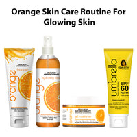 Orange Skincare Routine For Glowing Skin - Facewash, Toner, Moisturizer, Sunscreen with Orange Essential Oil, Pro-Vitamin B5 for Cleansing, Hydration, Pore Care & Sun Protection - Keya Seth Aromatherapy