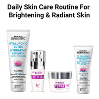 Daily Skin Care Routine for Brightening + Radiant Skin with Hyaluronic Facewash, Vitamin C Serum, Alpha Arbutin Moisturizer & 1% Hyaluronic Lotus Sunscreen Gel - Keya Seth Aromatherapy