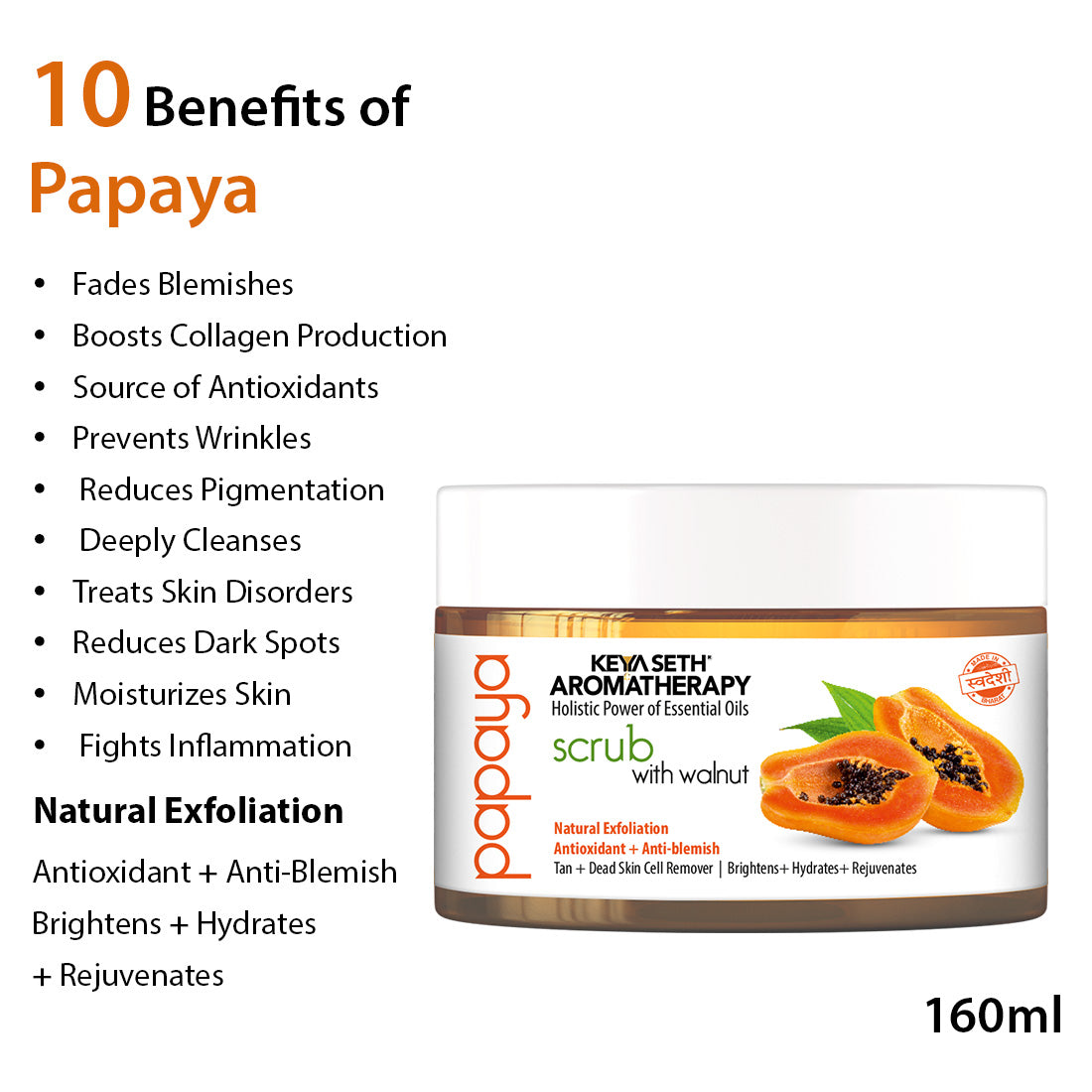 Papaya Skincare Routine for Aging Skin – Facewash, Cream & Body Moist, Scrub, SPF 60 to Cleanse, Exfoliate, Hydrate & Protect - Keya Seth Aromatherapy