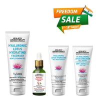 Daily Skincare Routine for Dehydrated, Aging Skin with Hyaluronic Facewash, Rosehip Bakuchiol Serum, Moisturizer & Sunscreen for Hydration, Firmness & Glow