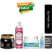 Hair Color Kit: Black Shine Hair Color Pack, Color Retaining Shampoo, Jojoba & Lavender Hair Spa & Aromatic Serum for Long-Lasting, Vibrant & Nourished Hair