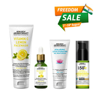 Daily Skincare Routine for Glowing Skin with Vitamin C Lemon Facewash, 10% Vitamin C Serum, 2% Pentavitin & Beet Root Extract Gel Moisturizer, and SPF 50 PA+++ Sunscreen for Deep Hydration & Skin Barrier Support