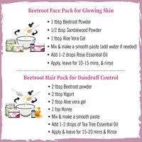 Beetroot Powder with Betalains & Vitamin C for Glowing Skin, Moisturizing, Anti-Aging, Natural Hair Color, Dandruff Control & Immunity Boost - Keya Seth Aromatherapy