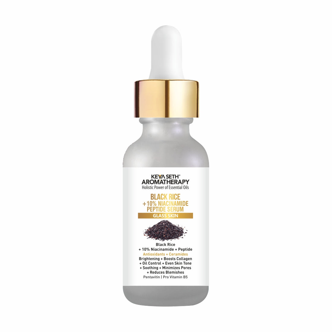 Black Rice Serum for Clear Glass Skin with Black Rice, Niacinamide & Peptide Reduces Blemishes, Boost Collagen & Even Complexion for Men/Women 30ml - Keya Seth Aromatherapy