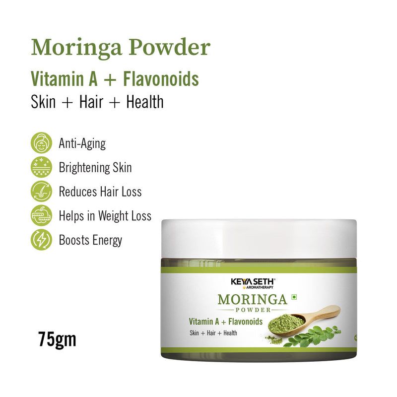 Moringa Powder with Vitamin A & Flavonoids for Hydration, Soothing, Anti-Wrinkle, Dryness Relief, Weight Loss Support, Boost Energy & Collagen - Keya Seth Aromatherapy