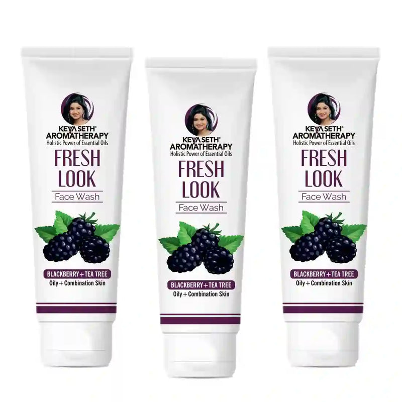 Fresh Look Blackberry & Tea Tree Face Wash, Mild, Hydrating, Moisturizing Foaming, Oily & Combination Skin - Keya Seth Aromatherapy