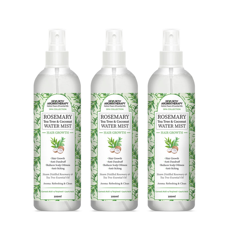 Rosemary Tea Tree Coconut Water Mist Spray,Hair Growth,Reduces Dandruff Scalp Itching & Oiliness,Steam Distilled Essential Oil - Keya Seth Aromatherapy