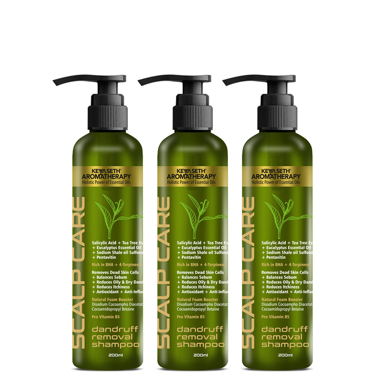 Scalp care Dandruff Removal Shampoo with Salicylic Acid, Tea Tree & Eucalyptus Oil –Reduces Dandruff & Flakes, Soothes Itchy scalp & Nourishes Hair - Keya Seth Aromatherapy