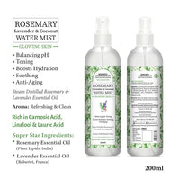 Rosemary Lavender Coconut Water Mist Spray Face Toner, Glowing Skin Hydration Soothing Anti Aging, Distilled Essential Oil - Keya Seth Aromatherapy