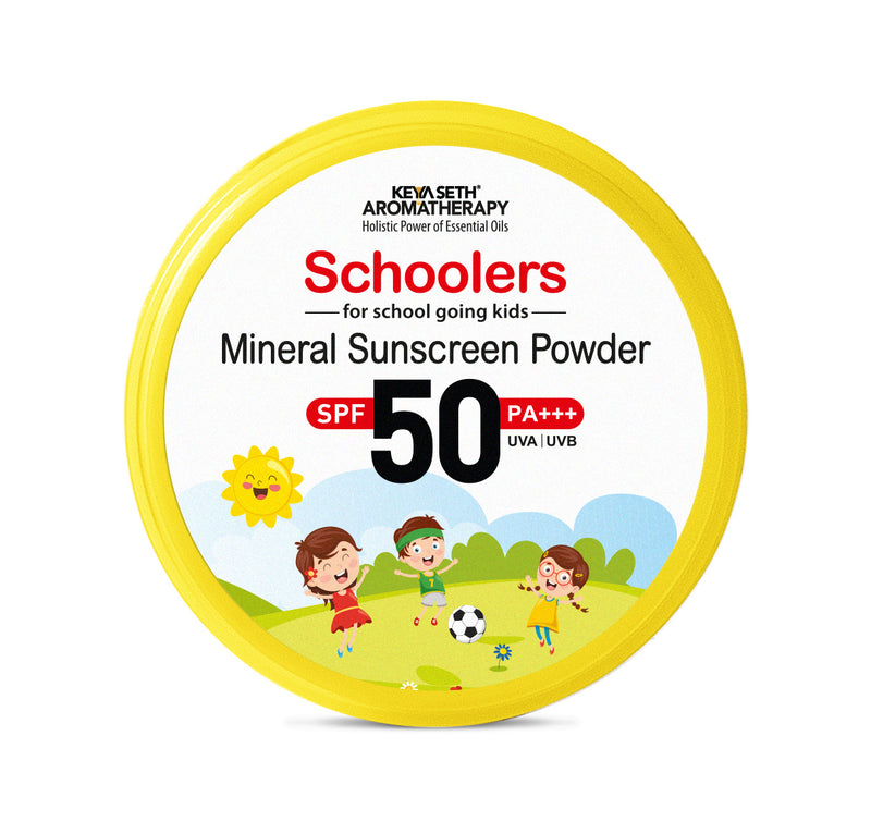 Schoolers Mineral Kids & Baby Sunscreen Powder SPF 50 PA+++, Sweat Resistant, Oil Free - Keya Seth Aromatherapy