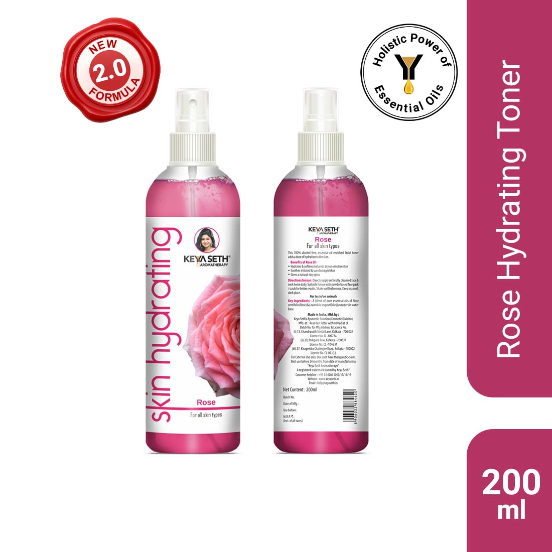 Multani Mitti Face Pack & Rose Toner Combo, Brightening, Hydrating, Anti-Ageing, Anti Acne For All Type Of Skin, Alcohol-Free - Keya Seth Aromatherapy