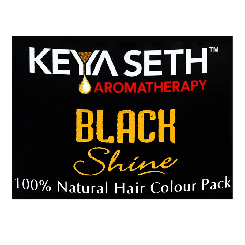 Black Shine Hair Pack Natural Hair Color for Gray & White Hair with Pure Essential Oil & Herbs Extract - No Ammonia, Hydrogen Peroxide - Keya Seth Aromatherapy
