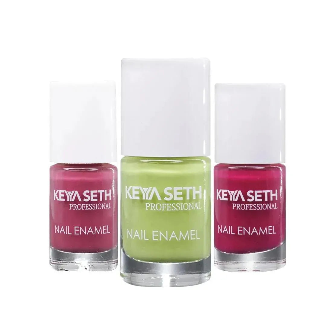 Mint Green + Workaholic + Flamingo Long Wear Nail Enamel Enriched with Vitamin E & Argan Oil - Keya Seth Aromatherapy